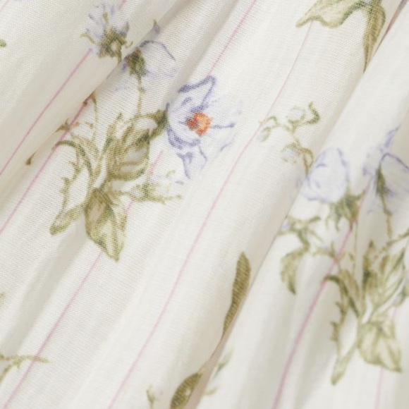 H&M X Brock Collection Tie Strap Smocked Floral Midi Dress NEW - Picture 6 of 12